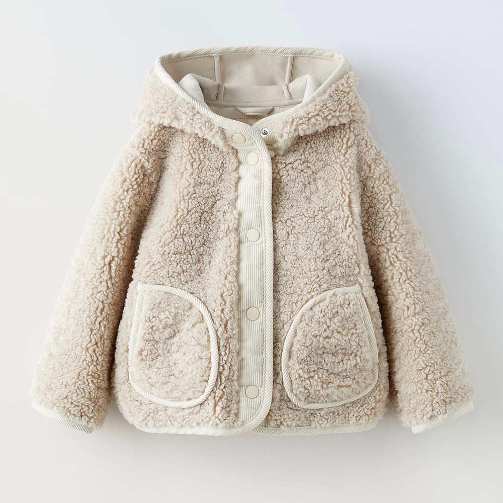 Zara faux shearling hooded jacket